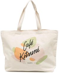 Maison Kitsuné - Logo-Print Tote Bag - Lyst