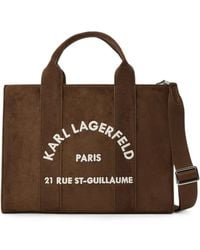 KARL LAGERFELD - Medium Rue St-Guillaume Suede Square Tote Bag - Lyst