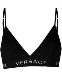 Versace - Logo Tape Triangle Bra - Women's - Cotton/polyamide/polyesterspandex/elastanespandex/elastanerubber - Lyst