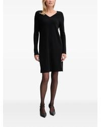 Benetton - Ribbed-Knit V-Neck Mini Dress - Lyst