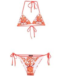 Dolce & Gabbana - Maiolica-Print Triangle Bikini Set - Lyst