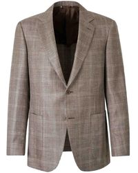 Canali - Check-Pattern Single-Breasted Blazer - Lyst