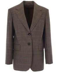 Max Mara - Check-Pattern Wool Blazer - Lyst