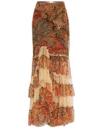 Etro - Ruffled Paisley-Print Maxi Skirt - Lyst
