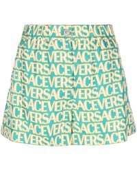 Versace - Allover Silk Shorts - Lyst