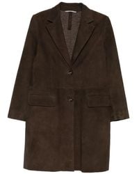 The Jackie Leathers - Notched-Lapel Suede Coat - Lyst