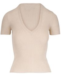 Nili Lotan - Italia Ribbed V-Neck T-Shirt - Lyst
