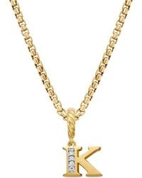 David Yurman - 18Kt Pavé Initial Pendant - Lyst