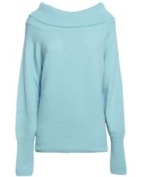 SOLOTRE - Off-Shoulder Ribbed-Trim Sweater - Lyst