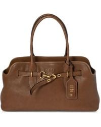 Miu Miu - Large Aventure Napa Leather Tote Bag - Lyst