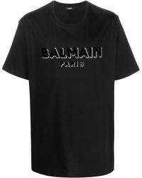 Balmain - Black Logoed Crew Neck T -shirt - Lyst