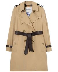 Burberry - Leather Kensington Trench Coat Honey - Lyst