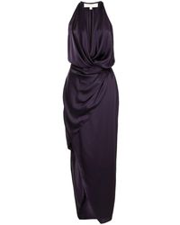 Michelle Mason - Vestido asimétrico de seda con cuello halter - Lyst