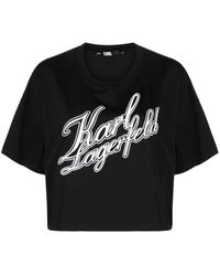 Karl Lagerfeld - ロゴ クロップドtシャツ - Lyst