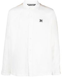 Palm Angels - Pa Monogram-print Linen Shirt - Lyst