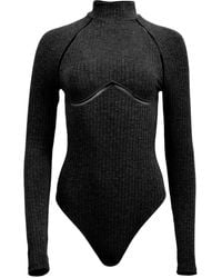 Fleur du Mal - Lattice-Trim Ribbed Bodysuit - Lyst
