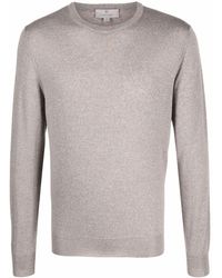 Canali - Taupe Merino Wool Crew Neck Sweater - Lyst