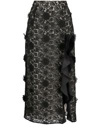 Huishan Zhang - Diane Lace-embellished Silk Midi Skirt - Lyst