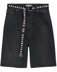 Balenciaga - Bermudas Con Cinturón Y Logo - Lyst