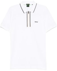 BOSS - Logo-appliqué Zip-up Polo Shirt - Lyst