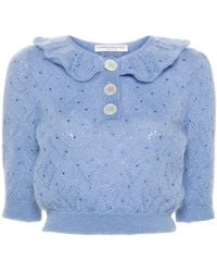 Alessandra Rich - Crystal-Embellished Crop Top - Lyst
