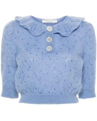 Alessandra Rich - Crystal-Embellished Crop Top - Lyst