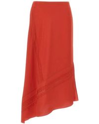Vince - Gesmockte Asymmetrische Midi-Rok - Lyst