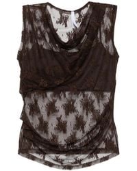 Imperial - Lace-Overlay Draped Top - Lyst