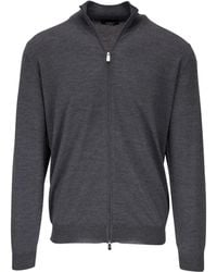 Fedeli - Zip-Neck Wool Cardigan - Lyst