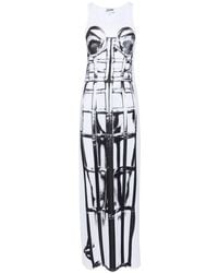 Jean Paul Gaultier - Robe longue blanc et noir à image trompe l'œil - Lyst