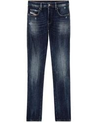 DIESEL - D-Vyl 0Adbn Slim-Fit Jeans Met Knopen - Lyst