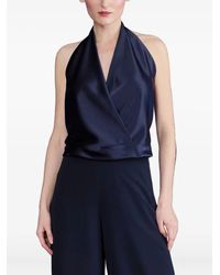 Talbot Runhof - Halterneck Satin Blouse - Lyst