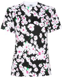 MSGM - T-shirt en coton à fleurs - Lyst