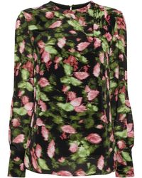 Erdem - Drapierte Bluse Mit Print - Lyst