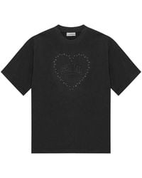 Ganni - Heart Embroidered Cotton T-Shirt - Lyst