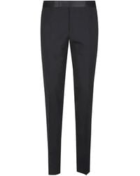 Lardini - Satin-Trim Wool Trousers - Lyst