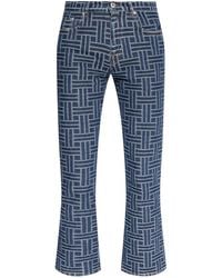 KENZO - Flared Cotton Jacquard Jeans - Lyst