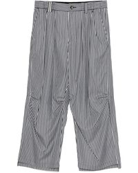 Marina Yee Pinstripe-Pattern Wide-Leg Trousers in Blue for