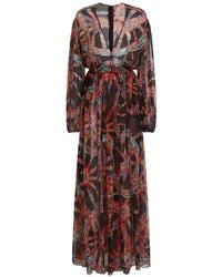 Dolce & Gabbana - Carretto-Print Chiffon Long Dress - Lyst