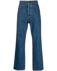 MSGM - Logo-Embroidered Straight-Leg Jeans - Lyst