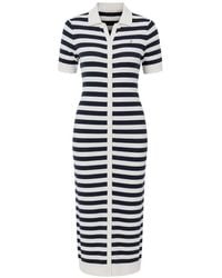 Tommy Hilfiger - Striped Polo-Collar Midi Dress - Lyst