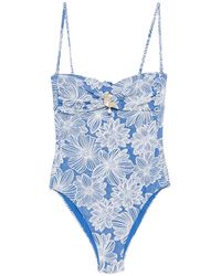 Twinset - Jacquard One-Piece Swimsuit With Pearl - Lyst