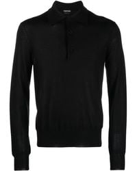 Tom Ford - Long-Sleeve Knitted Polo Shirt - Lyst