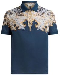 Etro - Cotton Pique Polo Shirt With Placed Print - Lyst