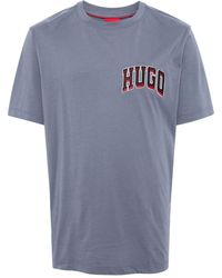HUGO - Embroidered-logo Cotton T-shirt - Lyst