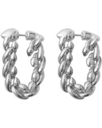 Burberry - Spear Silver Chain Hoop Earrings - Lyst