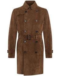 Moorer - Vitruvio Double-Breasted Belted Leather Trench Coat - Lyst