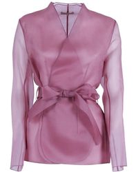 Antonelli - Semi-Transparente Jacke Mit Gürtel - Lyst