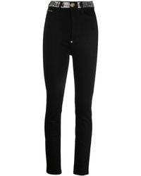 Philipp Plein - Logo-Embellished High-Waist Skinny Jeans - Lyst