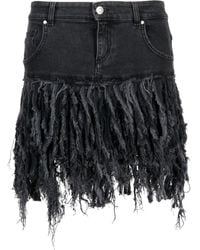 Blumarine - Minigonna Denim Con Frange - Lyst